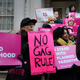Protesters in New York City objecting to the Trump administration’s expansion of the gag rule to domestic organizations receiving Title X funding earlier this February.